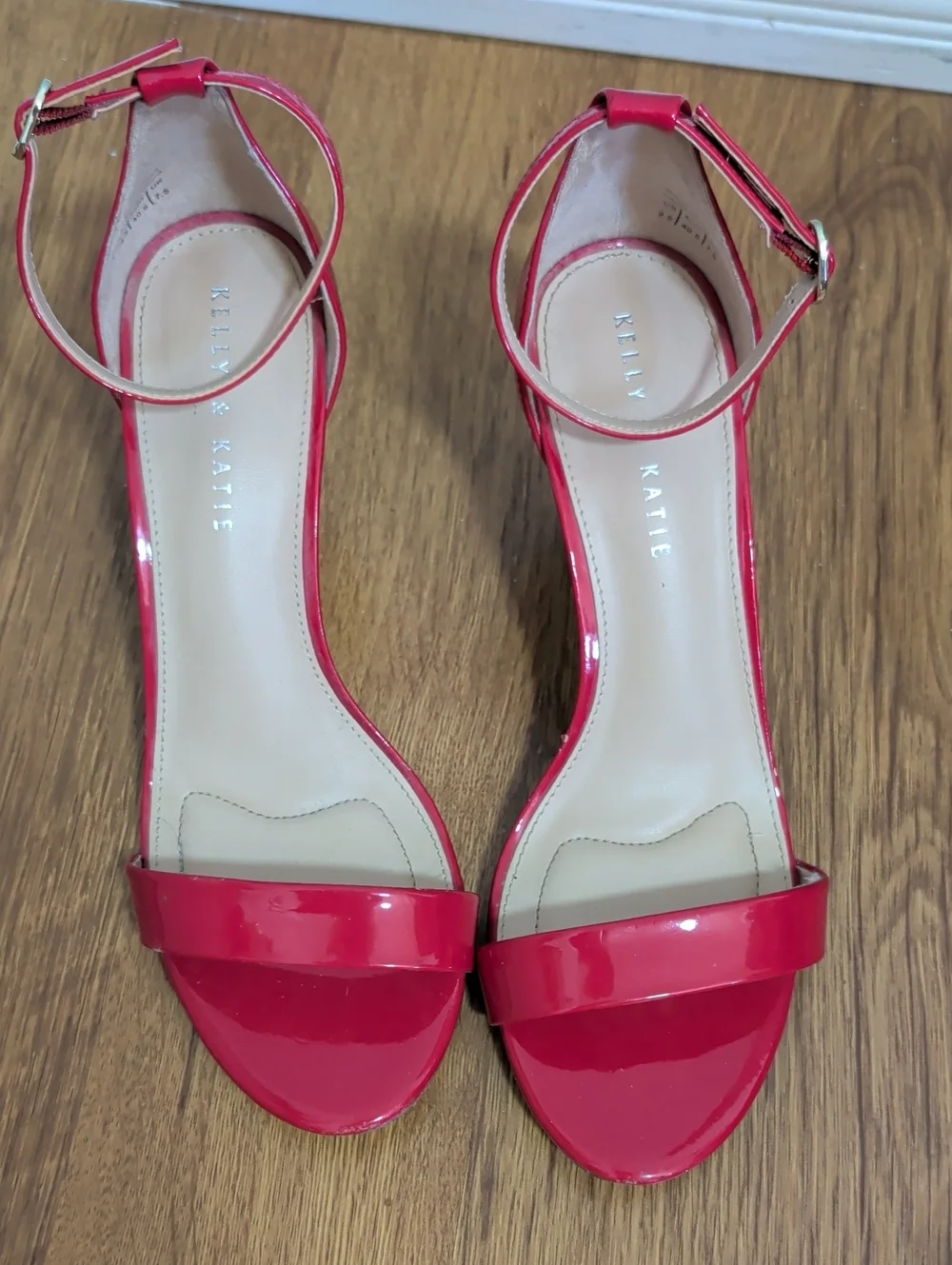 Kelly & Katie Hot Pink Patent Ankle-Strap Heels